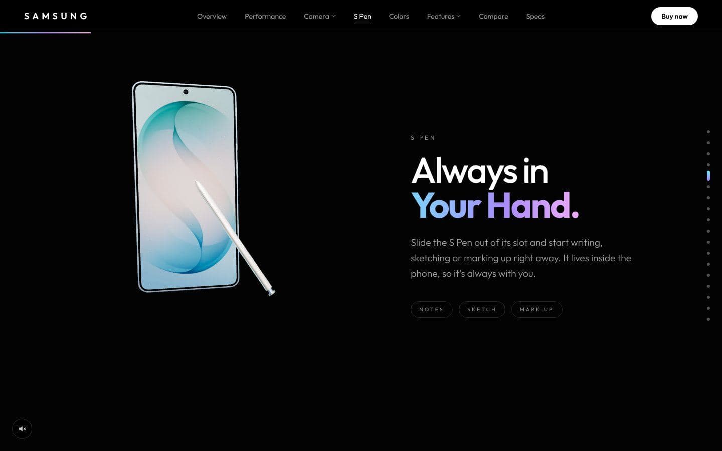 The S Pen slides out as you scroll